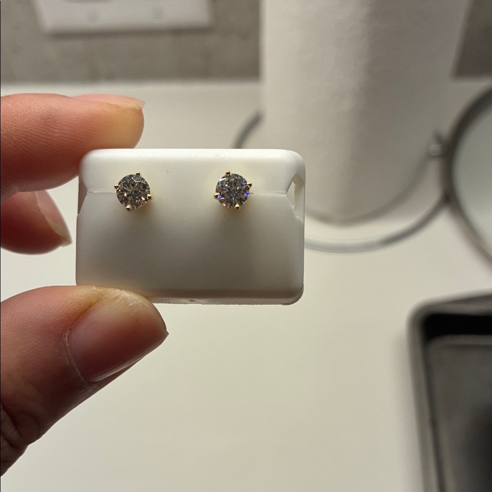 Moissanite Gold Stud Earrings